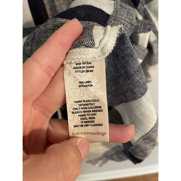 Soft Surroundings Carreaux Sz S Women’s Shirt ButtonUp BackZip Linen - Picture 4 of 5